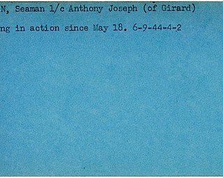 World War II, Vindicator, Anthony Joseph Carson, seaman, Girard, missing, 1944