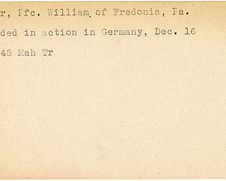 World War II, Vindicator, William Carter, Fredonia, wounded, Germany, 1945, Mahoning, Trumbull