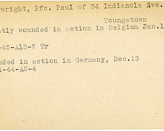 World War II, Vindicator, Paul Cartwright, Youngstown, wounded, Belgium, 1945, Germany, 1944, Trumbull