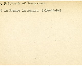 World War II, Vindicator, Frank Caruso, Youngstown, wounded, France, 1944
