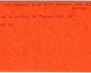 World War II, Vindicator, Robert L. Case, Warren, killed, France, 1945, Trumbull