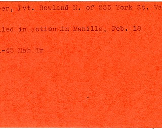 World War II, Vindicator, Rowland N. Casper, Warren, killed, Manilla, 1945, Mahoning, Trumbull