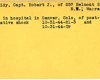 World War II, Vindicator, Robert J. Cassidy, Warren, 1944, died, Colorado, Trumbull