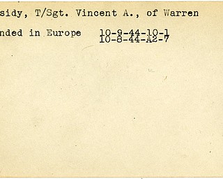 World War II, Vindicator, Vincent A. Cassidy, Warren, wounded, Europe, 1944