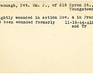 World War II, Vindicator, William J. Cavanuagh, Youngstown, wounded, France, 1944, Trumbull
