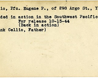 World War II, Vindicator, Eugene P. Cellio, Youngstown, wounded, Pacific, 1944, Frank Cellio