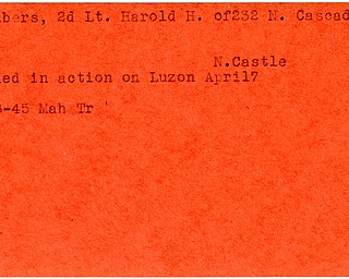 World War II, Vindicator, Harold H. Chambers, New Castle, killed, Luzon, 1945, Mahoning, Trumbull