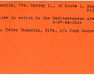 World War II, Vindicator, Harvey L. Champlin, Niles, killed, Mediterranean, 1944, Helen Champlin