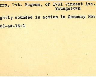 World War II, Vindicator, Eugene Cherry, Youngstown, wounded, Germany, 1944