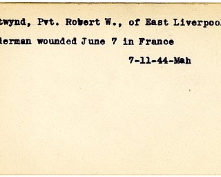 World War II, Vindicator, Robert W. Chetwynd, East Liverpool, gliderman, wounded, France, 1944, Mahoning