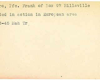 World War II, Vindicator, Frank Chiaro, Hillsville, wounded, Europe, 1945, Mahoning, Trumbull