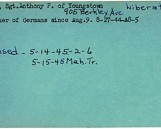 World War II, Vindicator, Anthony P. Chick, Youngstown, liberated, prisoner, Germany, 1944, 1945, Mahoning, Trumbull