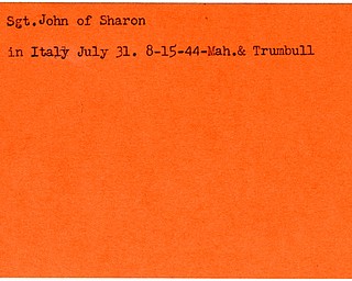 World War II, Vindicator, John Chido, Sharon, killed, Italy, 1944, Mahoning, Trumbull