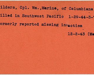 World War II, Vindicator, William Childers, Columbiana, marine, killed, Pacific, 1944, Mahoning, missing, 1943