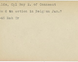 World War II, Vindicator, Roy E. Childs, Conneaut, wounded, Belgium, 1945, Mahoning, Trumbull