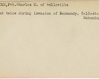 World War II, Vindicator, Charles H. Chisholm, Wellsville, wounded, Normandy, France, 1944, Mahoning