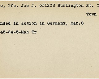 World War II, Vindicator, Joe J. Chito, Youngstown, wounded, Germany, 1945, Mahoning, Trumbull