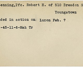 World War II, Vindicator, Robert H. Chorpenning, Youngstown, wounded, Luzon, 1945, Mahoning, Trumbull