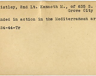 World War II, Vindicator, Kenneth M. Christley, wounded, Mediterranean, 1944, Trumbull