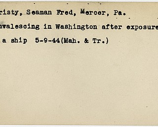 World War II, Vindicator, Fred Christy, seaman, Mercer, 1944, Mahoning, Trumbull, Washington