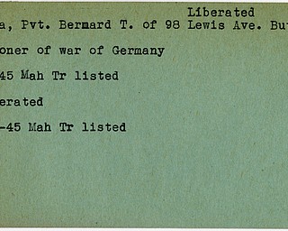World War II, Vindicator, Bernard T. Chuba, liberated, Butler, prisoner, Germany, 1945, Mahoning, Trumbull