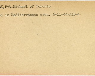 World War II, Vindicator, Michael Chulock, Toronto, wounded, Mediterranean, 1944