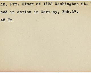 World War II, Vindicator, Elmer Churlik, Farrell, wounded, Germany, 1945, Trumbull