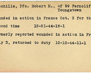 World War II, Vindicator, Robert M. Cicchillo, Youngstown, wounded, France, 1944