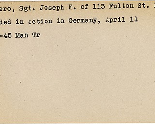 World War II, Vindicator, Joseph F. Ciminero, Niles, wounded, Germany, 1945, Mahoning, Trumbull