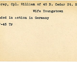 World War II, Vindicator, William Cinderey, Niles, wounded, Germany, 1945, Trumbull