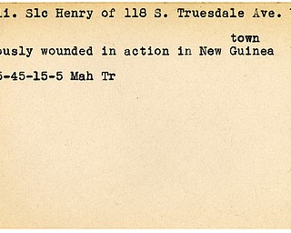 World War II, Vindicator, Henry Ciolli, Youngstown, wounded, New Guinea, 1945, Mahoning, Trumbull