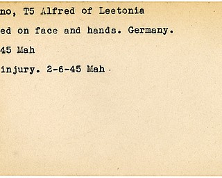 World War II, Vindicator, Alfred Citeno, Leetonia, wounded, burned, Germany, 1945, Mahoning