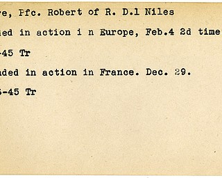 World War II, Vindicator, Robert Clare, Niles, wounded, Europe, 1945, Trumbull, France