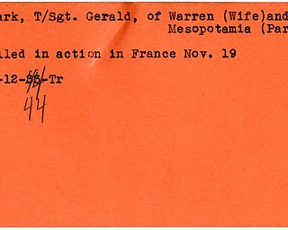 World War II, Vindicator, Gerald Clark, Warren, Mesopotamia, killed, France, 1944, Trumbull