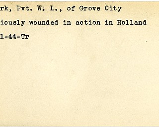 World War II, Vindicator, W. L. Clark, Grove City, wounded, Holland, 1944, Trumbull