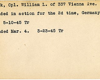 World War II, Vindicator, William L. Clark, Niles, wounded, Germany, 1945, Trumbull