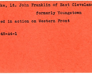 World War II, Vindicator, John Franklin Clarke, Youngstown, Cleveland, killed, 1945