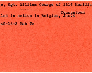 World War II, Vindicator, William George Clarke, Youngstown, killed, Belgium, 1945, Mahoning, Trumbull
