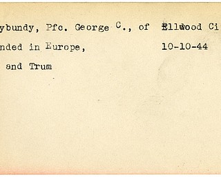 World War II, Vindicator, George C. Claybundy, Ellwood City, wounded, Europe, 1944, Mahoning, Trumbull