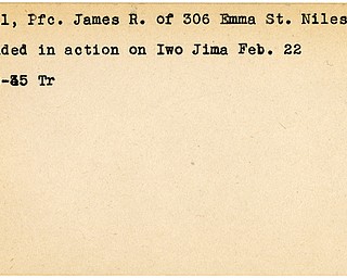 World War II, Vindicator, James R. Cleal, Niles, wounded, Iwo Jima, 1945, Trumbull