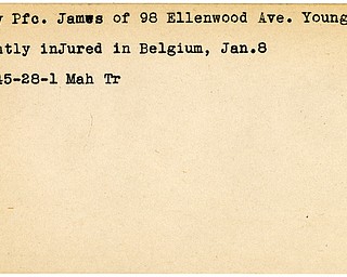 World War II, Vindicator, James Cleary, Youngstown, wounded, Belgium, 1945, Mahoning, Trumbull