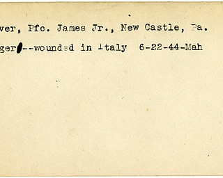 World War II, Vindicator, James Cleaver Jr, New Castle, ranger, wounded, Italy, 1944, Mahoning