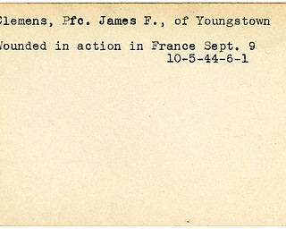 World War II, Vindicator, James F. Clemens, Youngstown, wounded, France, 1944