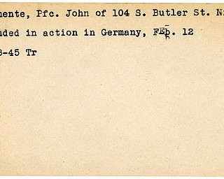 World War II, Vindicator, John Clemente, Niles, wounded, Germany, 1945, Trumbull