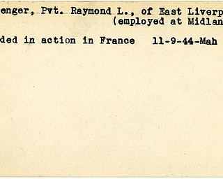 World War II, Vindicator, Raymond L. Clevenger, East Liverpool, wounded, France, 1944, Mahoning