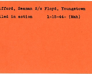 World War II, Vindicator, Floyd Clifford, Youngstown, seaman, killed, 1944, Mahoning