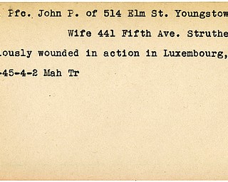 World War II, Vindicator, John P. Coan, Youngstown, wounded, Luxembourg, 1945, Mahoning, Trumbull