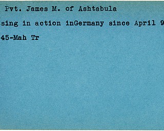 World War II, Vindicator, James M. Cogan, Ashtabula, missing, Germany, 1945, Mahoning, Trumbull