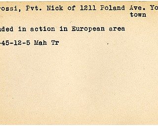 World War II, Vindicator, Nick Colarossi, Youngstown, wounded, Europe, 1945, Mahoning, Trumbull