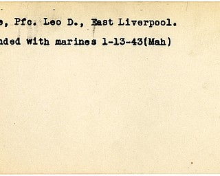 World War II, Vindicator, Leo D. Cole, East Liverpool, wounded, marines, 1943, Mahoning